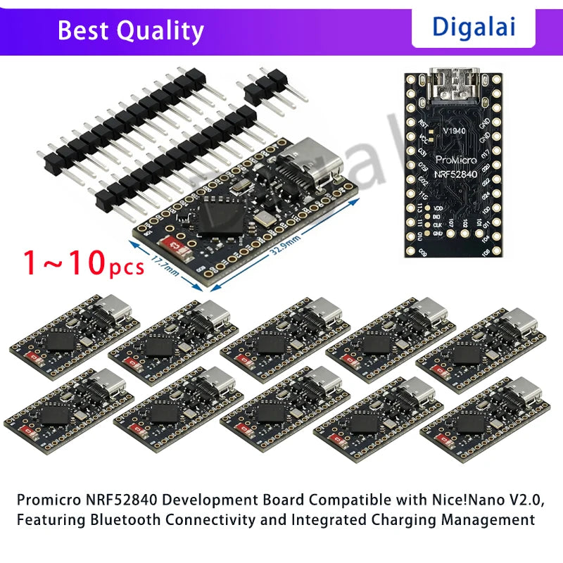 Promicro NRF52840 Development Board Compatible with nice!nano V2.0, Bluetooth and Charging Management