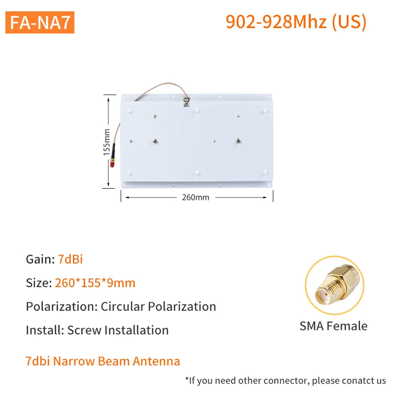 8dBi PCB Directional UHF RFID Reader Antenna Narrow-Angle Beam Antenna Access Control UHF RFID Narrow Beam Antenna