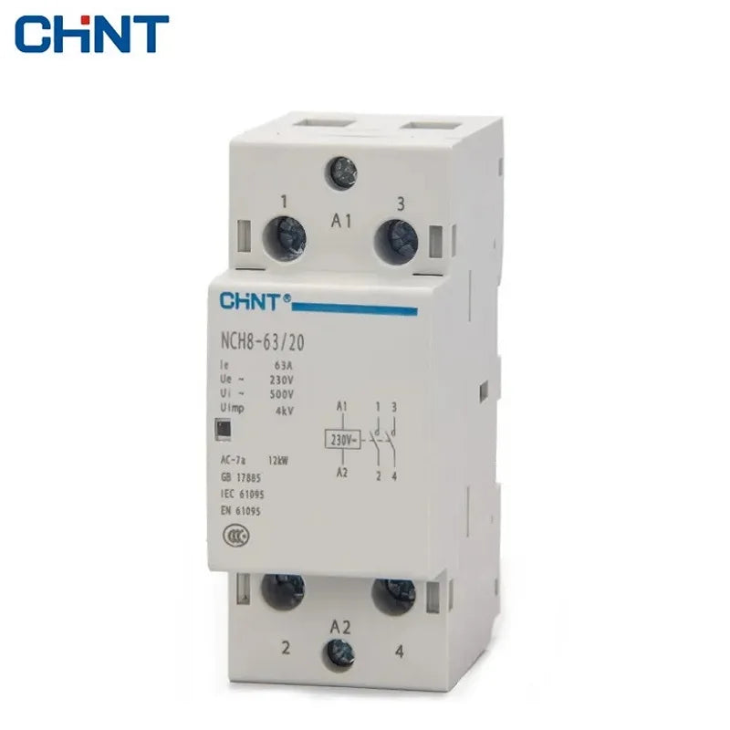 New Original CHINT NCH8-63/20 Modular AC household Mini Contactor 220V 230V 20A 25A 40A 63A 1NO 1NC 2NO 2NC 4NO NCH8-20 25 40
