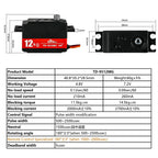 12kg Short Body Low Profile Digital Servo Metal Gear 180° 270° 360° for Arduino RC Car Drift 1:10 1:12 Fix-wing Robot Arm