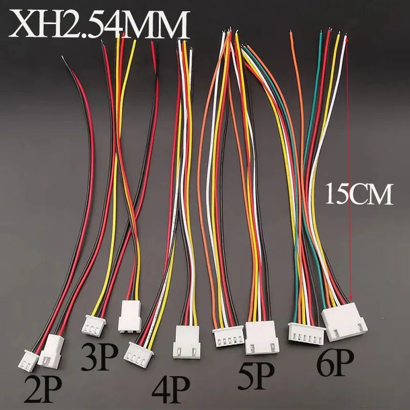 10PCS  Micro JST XH 2.54 2P 3P 4P 5P 6PIN Male Female Plug Connector 2.54mm Pitch With Wire Cable Battery Charging Cable
