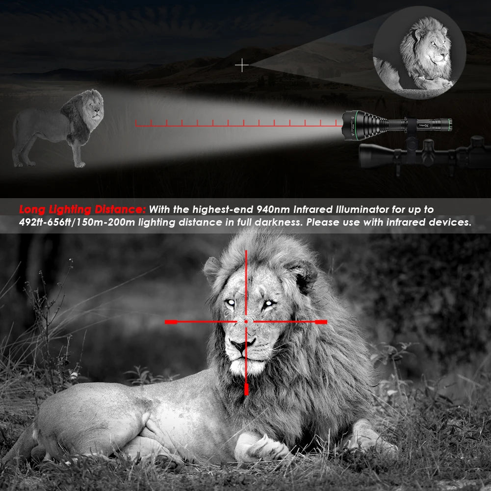 UniqueFire 1508 T38/T50/T67/T75 5W IR850NM 940NM Hunting Flashlight Night Vision Light Infrared illuminator Outdoor Night Hunter