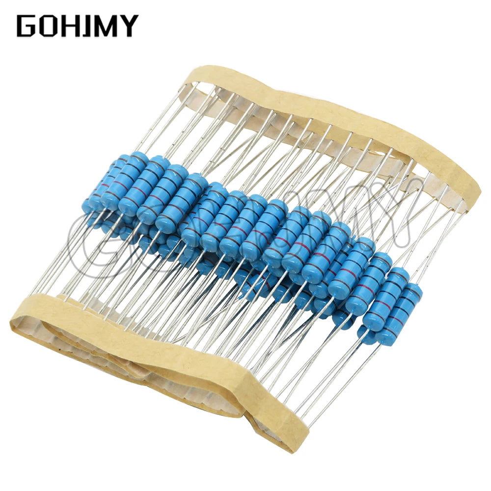 20pcs 2W Metal film resistor 1% 1R~1M 2.2R 4.7R 10R 22R 47R 100R 220R 470R 1K 10K 100K 2.2 4.7 10 22 47 100 220 470 ohm