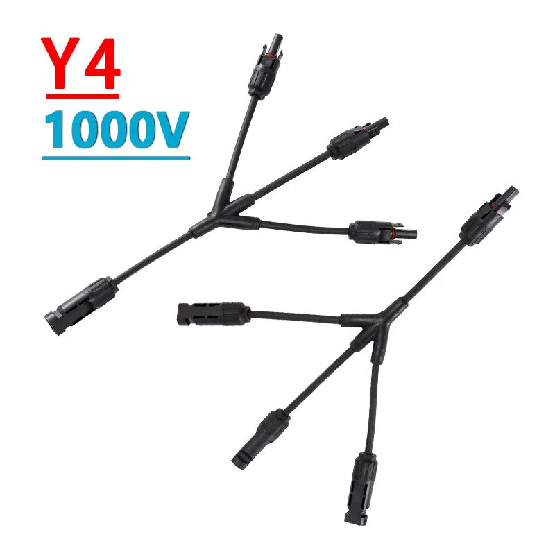 MC4 Solar Connector T Type Y Branch PV Panel Parallel Connection Waterproof IP67 Male Female 2Pcs Solar Cell Plug
