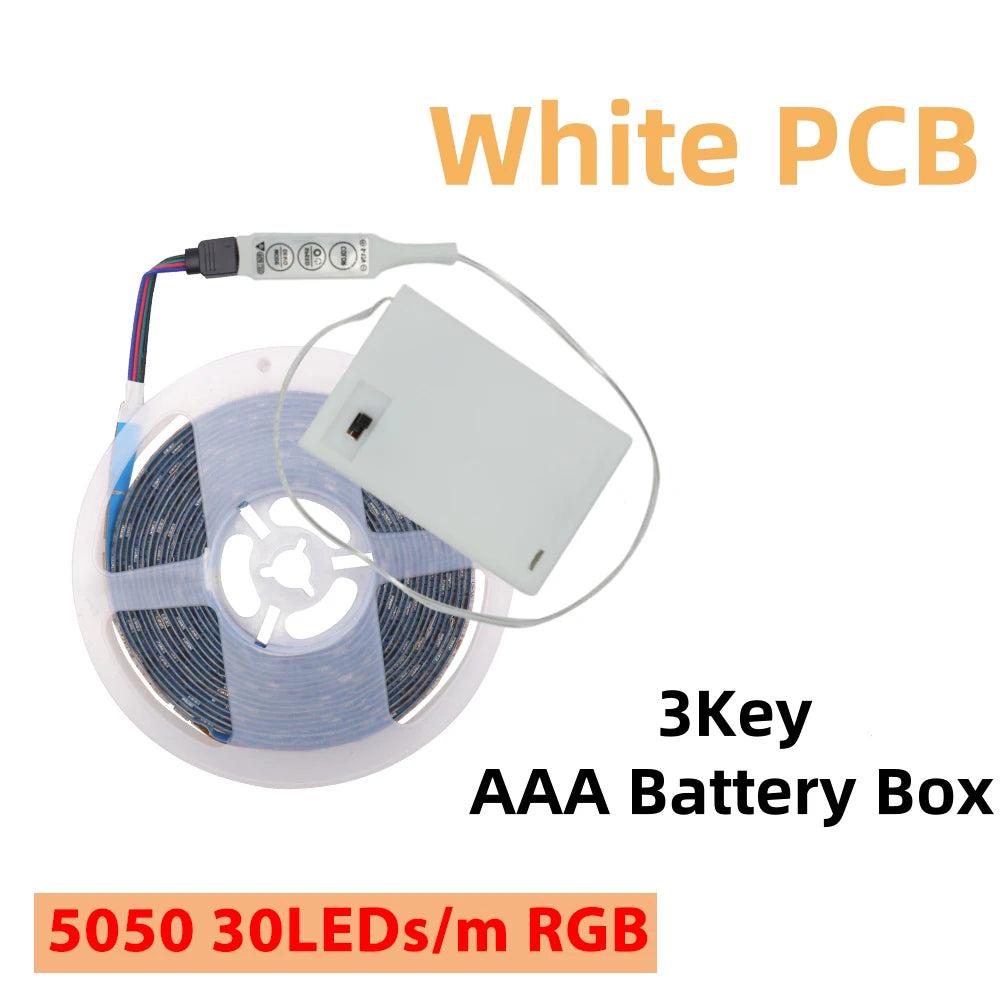 DC 5V RGB LED Strip 5050 30LEDs/m Battery Powered IP21/IP65 IR RF Remote Control Flexible Tape for TV Backlight Room Decor