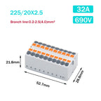 Wire Electrical Connectors PTFIX 2.5mm Wire Merging And Branching Device Push-in Terminal Block Connector Mount On Din Rail