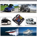 6/12 Way Blade Fuse 12-24V Car Boat Fuse Box Holder with Plastic Cover for Power Panel Board Camper RV Accessorie