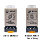 1 PC AH3-2 Time Relay AC/DC Universal Thick Stitch Power-on Delay Timer AH3-3 Time Set Range 0.1S-60m with Base DC12V24V AC220V