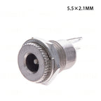 10pcs/LOT DC099 5.5 mm x 2.1mm DC Power Jack Socket Female Panel Mount Connector Metal DC-099 Open Hole 11MM 5.5*2.1 5.5*2.5