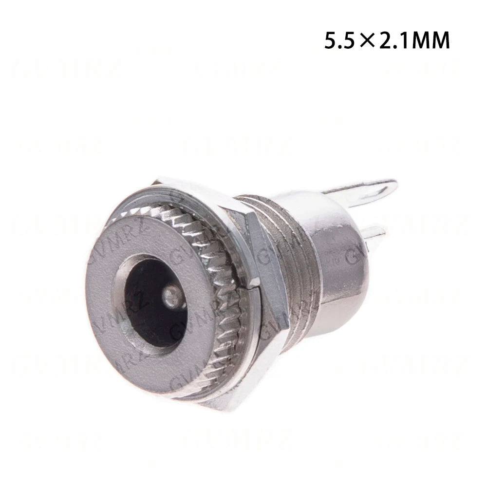 10pcs/LOT DC099 5.5 mm x 2.1mm DC Power Jack Socket Female Panel Mount Connector Metal DC-099 Open Hole 11MM 5.5*2.1 5.5*2.5