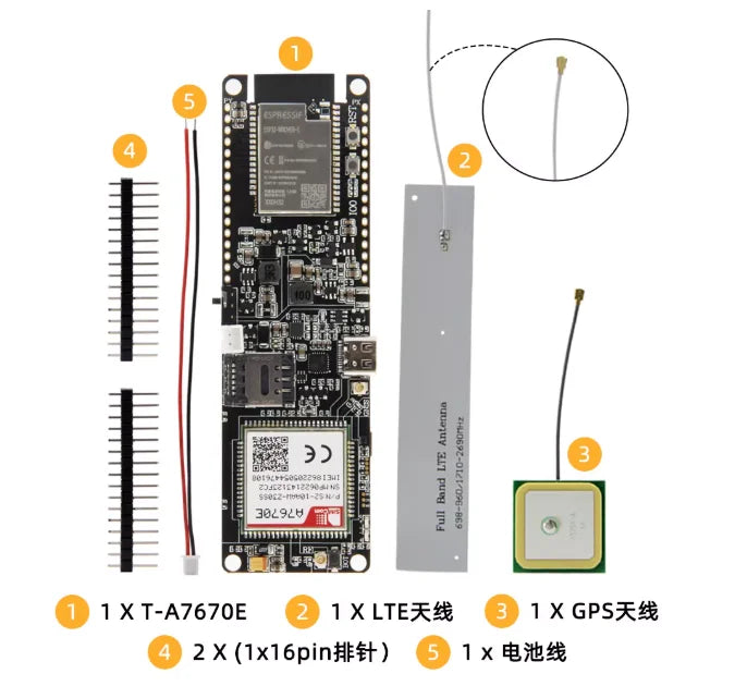 LILYGO T-A7670E R2 4G LTE CAT1 ESP32 Support GSM GPRS EDGE