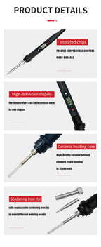 80W Digital Electric Soldering Iron Set Kit 220V 110V Temperature  Adjustable LCD Display Solder Welding Iron Tool Tips