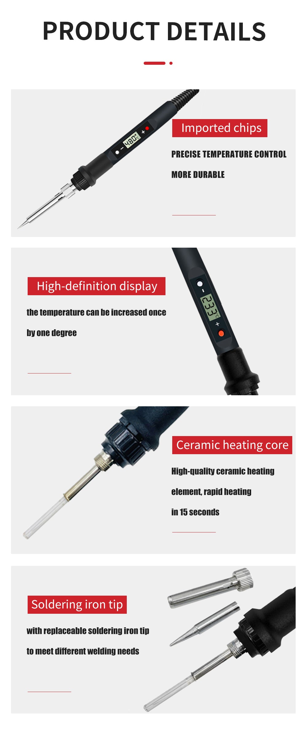 80W Digital Electric Soldering Iron Set Kit 220V 110V Temperature  Adjustable LCD Display Solder Welding Iron Tool Tips
