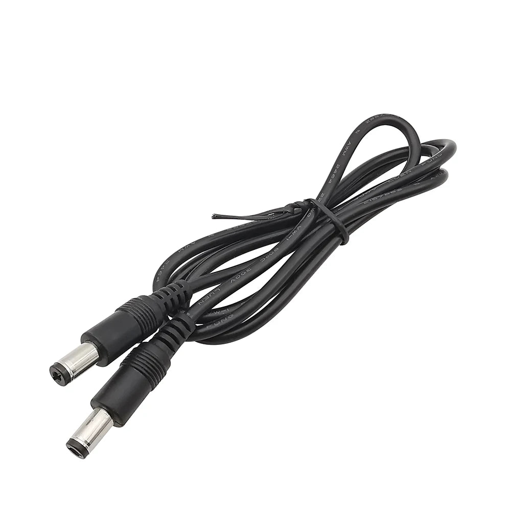 1Pcs Black DC Power Cable 5.5mm x 2.1mm Male to 5.5mm x 2.1mm Male Plug Connector Extension Cord for CCTV Security Camera