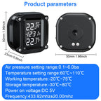 Extractme Tire Pressure Monitoring System Colorful Display Wireless TPMS Motorcycle Solar Charge Tyre Temperature Alarm Sensor