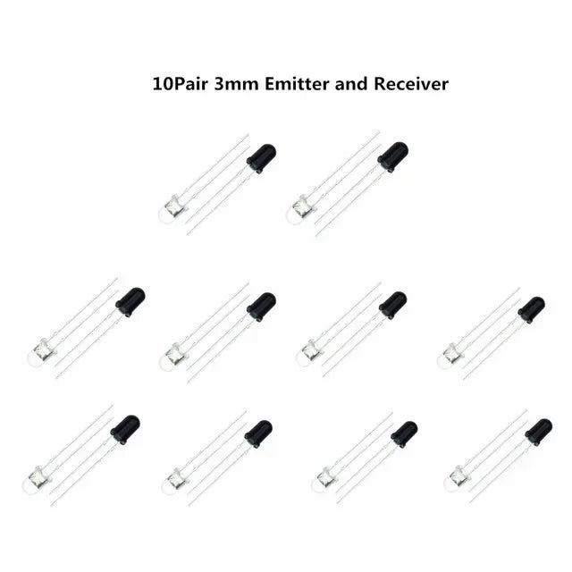 10pairs 3mm 5mm 940nm LEDs Infrared Emitter and IR Receiver Diode Diodes 301A