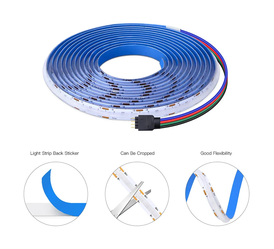 RGB LED Smart Life Zigbee Controller COB LED Strip USB Lights 5V Tuya Wifi Switch 3500K 5000K 6000K Smart Lamp 1/2/3/5M LED Tape