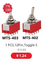5Pcs ON-OFF-ON  ON-ON3 PIN/6PIN 2/3 Position Mini Latching Toggle Switch AC 125V/6A 250V/3A MTS-102 MTS-103 MTS-202 MTS-203