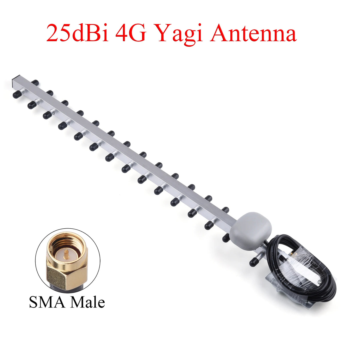 US 25dBi High Gain Dual-Band 4G/2.4G WiFi Yagi Antenna Compatible with RP-SMA/SMA Male Connectors Weatherproof with Cable