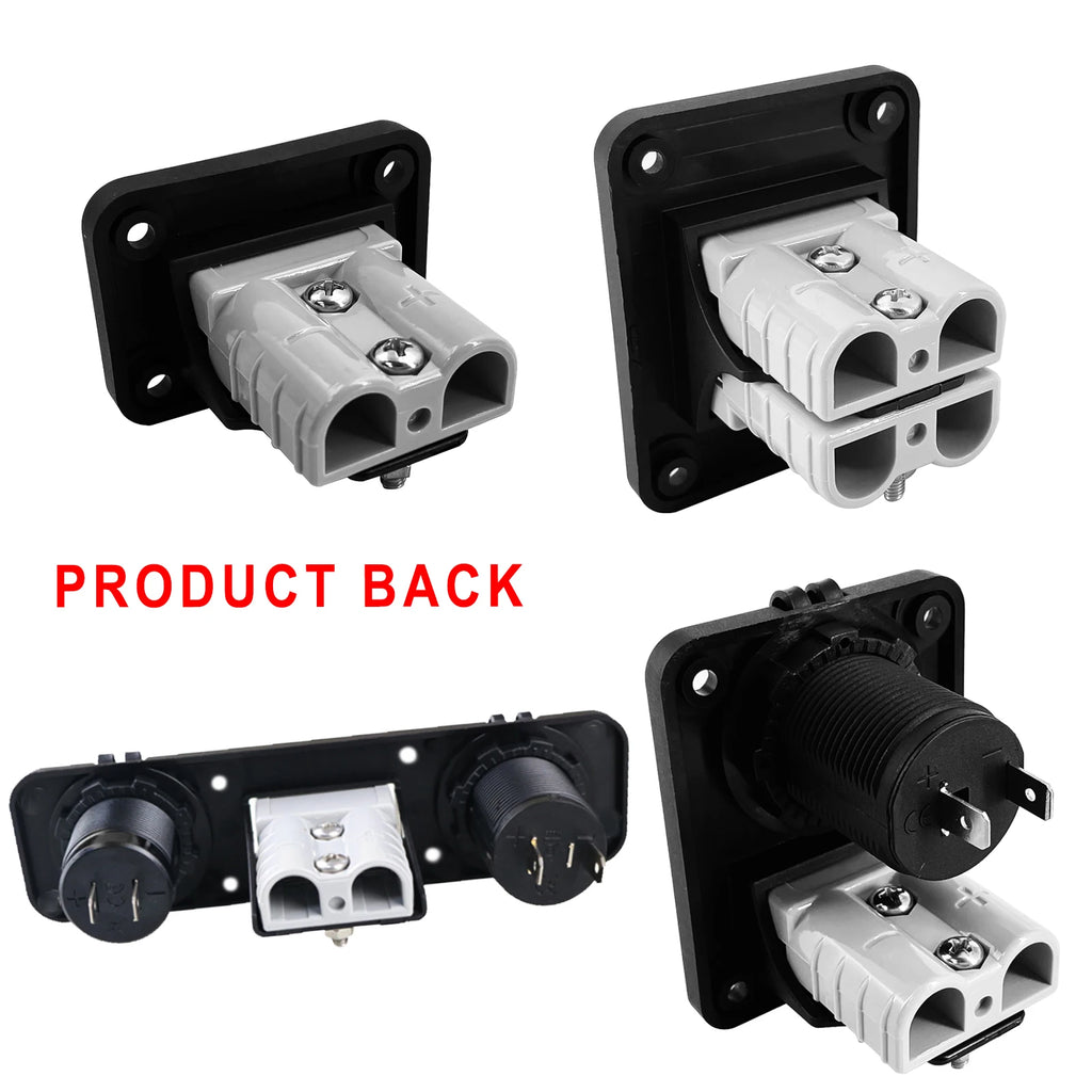 Single/Dual Socket 50A Flush Mount Bracket Panel Cover for Anderson Plug Charging Power&USB Car Caravan Solar Battery Connector
