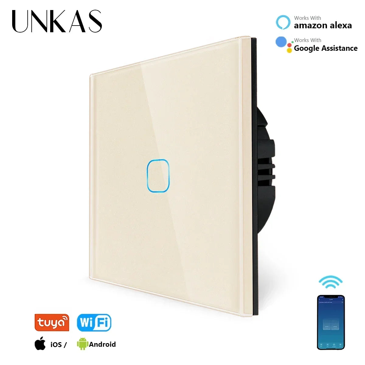 Smart Switches 1/2/3 Gang Wifi Touch Light Wall Sensor Switch Works with Tuya Control Smart Life Google Alexa Alice Yandex