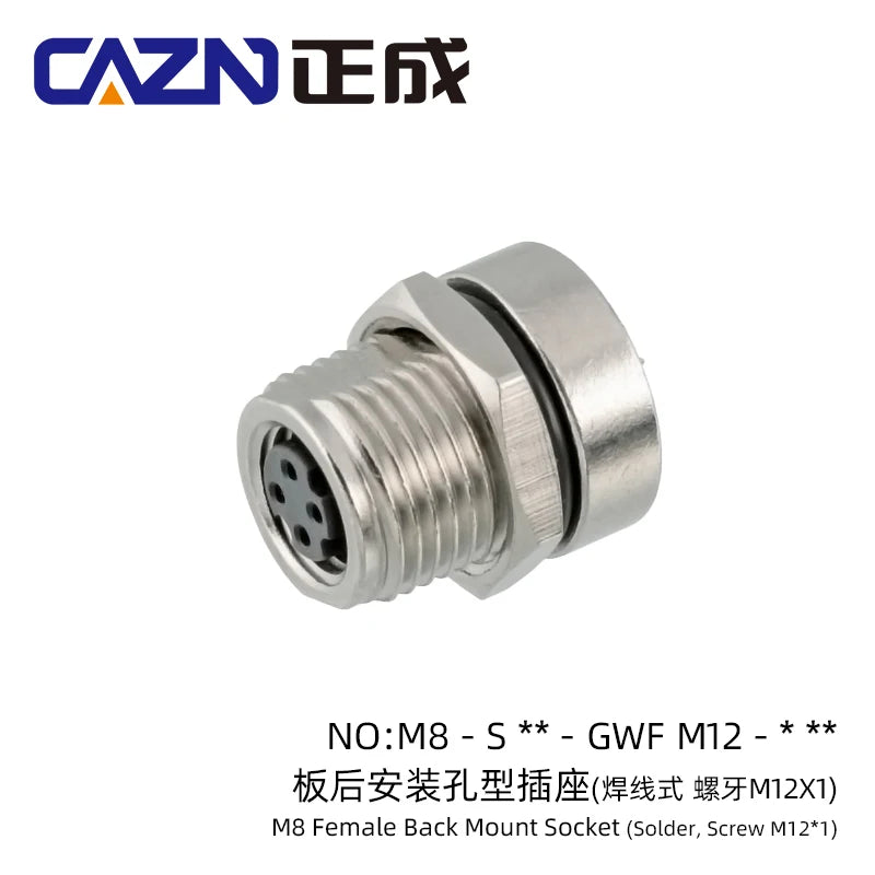 M8 Socket 3 4 5 6 8 Pins Female Male Solder Type Front Back Panel Mount Waterproof Connectors