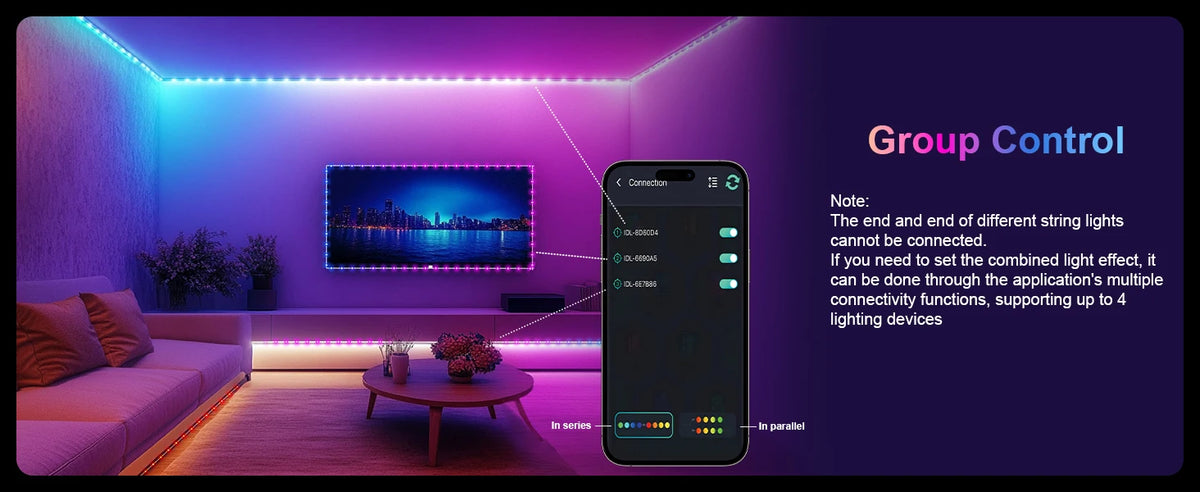 RGB Leather LED Fairy Lights 10M 40M Smart Bluetooth Music Light String IP65 Holiday Garland Decoration