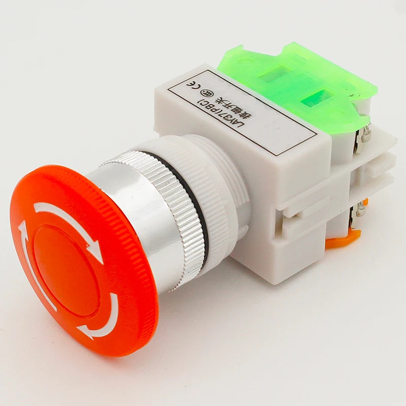 LHLL- Red Mushroom Cap 1NO 1NC DPST Emergency Stop Push Button Switch AC 660V 10A