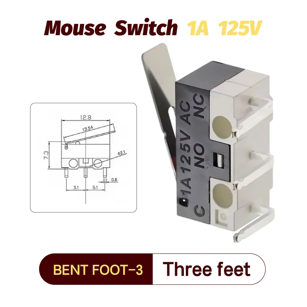 20/100/1000Pcs Micro Limit Switch Momentary Push Button Switch 1A 125V 3Pins SPDT Mouse Switch