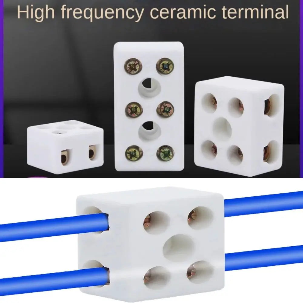 250V 1 Out Ceramic Wiring Terminal Block High-temperature Resistant 2 In 2 Out Screw Wire Connector Terminals 2 Position 5 Hole