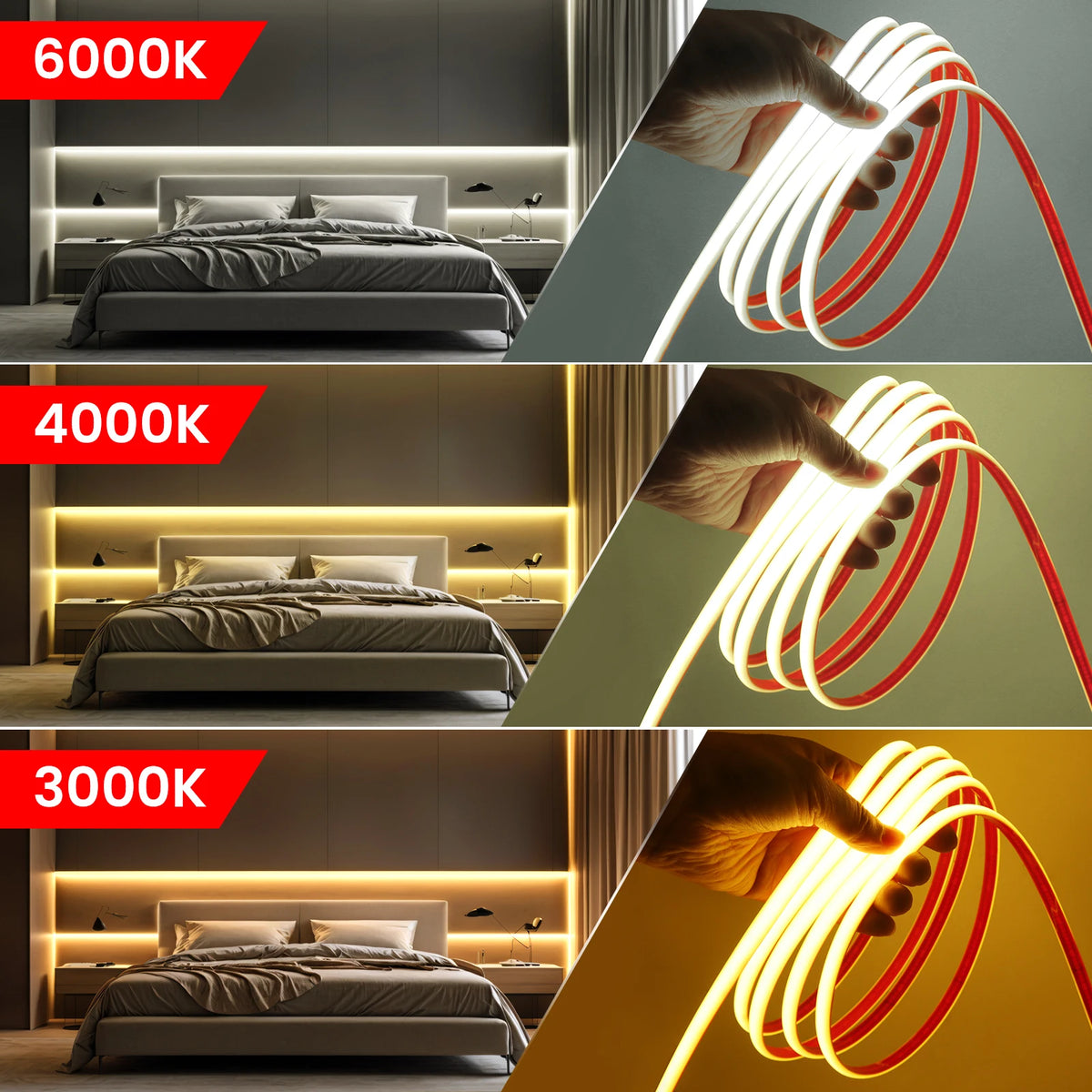 220V Dimmable COB LED Neon Strip Light 288Leds/M IP67 With Switch/Dimmer EU Plug Flexible Adhesive Tape for Home Garden Lighting