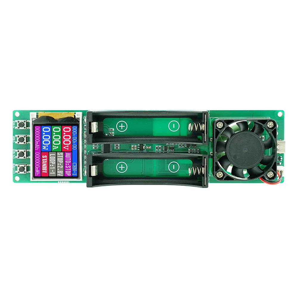 2 Channel 18650 Battery Capacity Internal Resistance Tester Automatic Charge Discharge Electronic Load Module TYPEC Power Supply