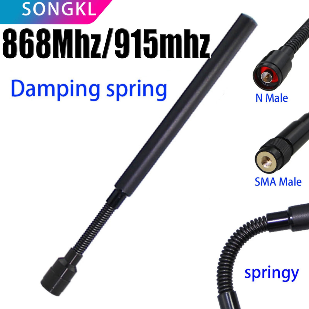 LoRa WAN shock-absorbing spring antenna 868MHz 915MHz digital transmission high-gain OMNI antenna N Male SMA Male 868-915MHz