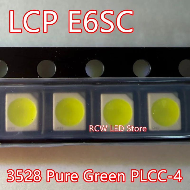 50PCS LCP E6SC 3528 Pure Green PLCC-4 Common Anode SMD LED beads