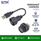 USB 2.0 Port Industrial Waterproof Connector IP67 Molded Male Female Aviation Plug Data Transfer Extension Cable 0.3 0.5 1M