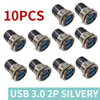 10PCS Panel Openings, 24 Metal Circular D-Shaped USB 2.0 3.0 Single Port Double Port Female Socket Waterproof Joint