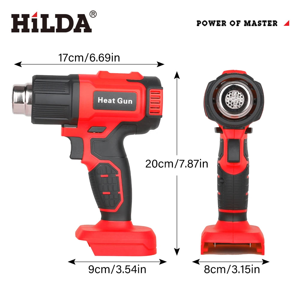 HILDA Heat Gun Cordless Hot Air Gun Handheld Electric DIY Heat Gun Temperatures Adjustable For Makita 18V Battery (No Battery)