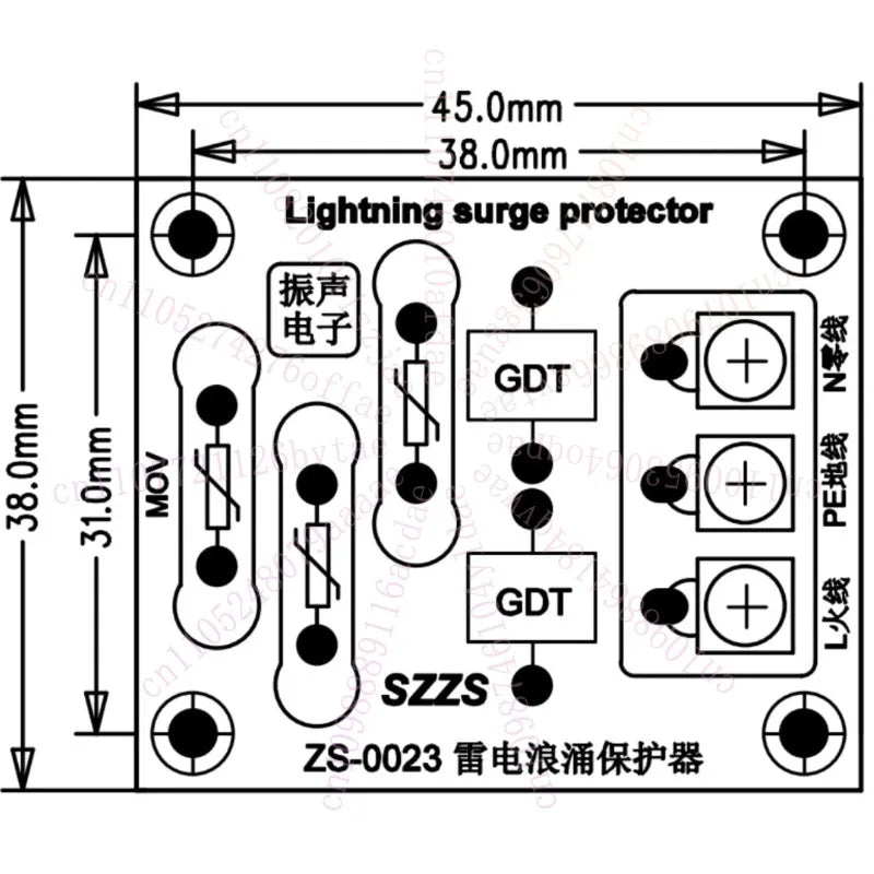 AC Power Surge Protector with Gas Discharge Tube & Varistor for Lightning & Overvoltage Protection - Size 48x38x28mm 1PC