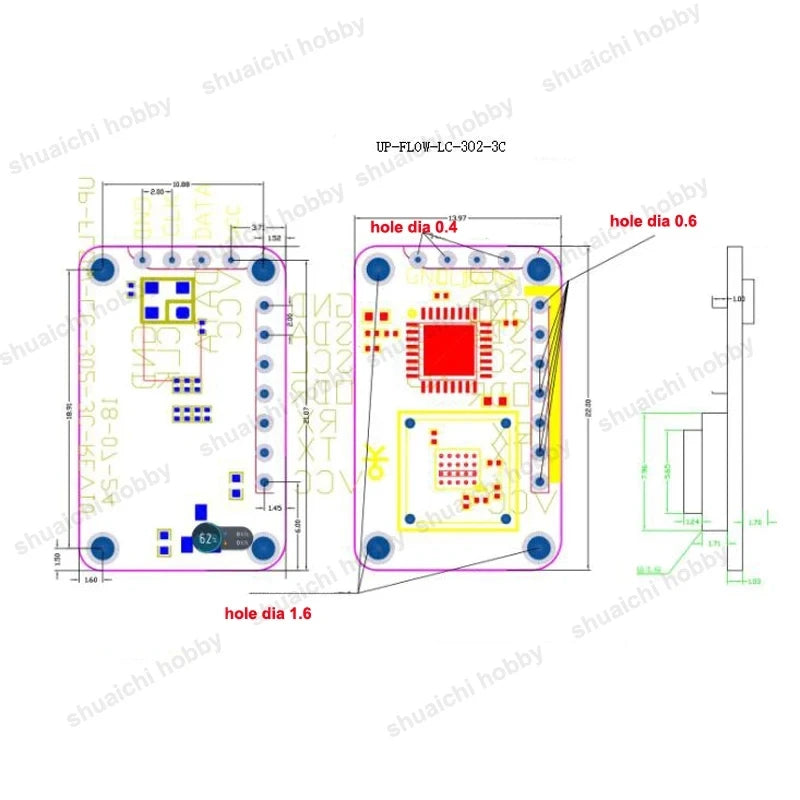 1PCS UPixels Optical Flow w Distance-Measuring 2-in-1 Module 50Hz Serial Port Output with CMOS Image Sensor for RC FPV Drone