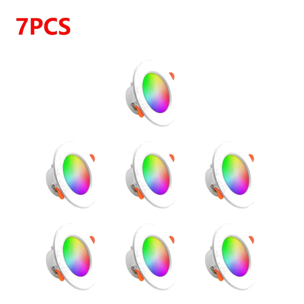 12-1Pcs RGB LED Bulb Tuya Dimmable Downlight Spotlight Bluetooth-Compatible Lamp 10/15W APP Control GB+CW+WW Smart Lamp