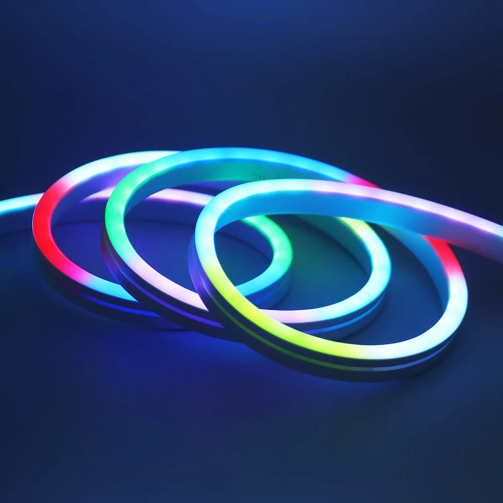 12V 24V RGB Neon Light LED Strip Addressable WS2811 84LEDs/m 6x12mm Flex Silicone Rope Rainbow Lamp Home Decoration Waterproof