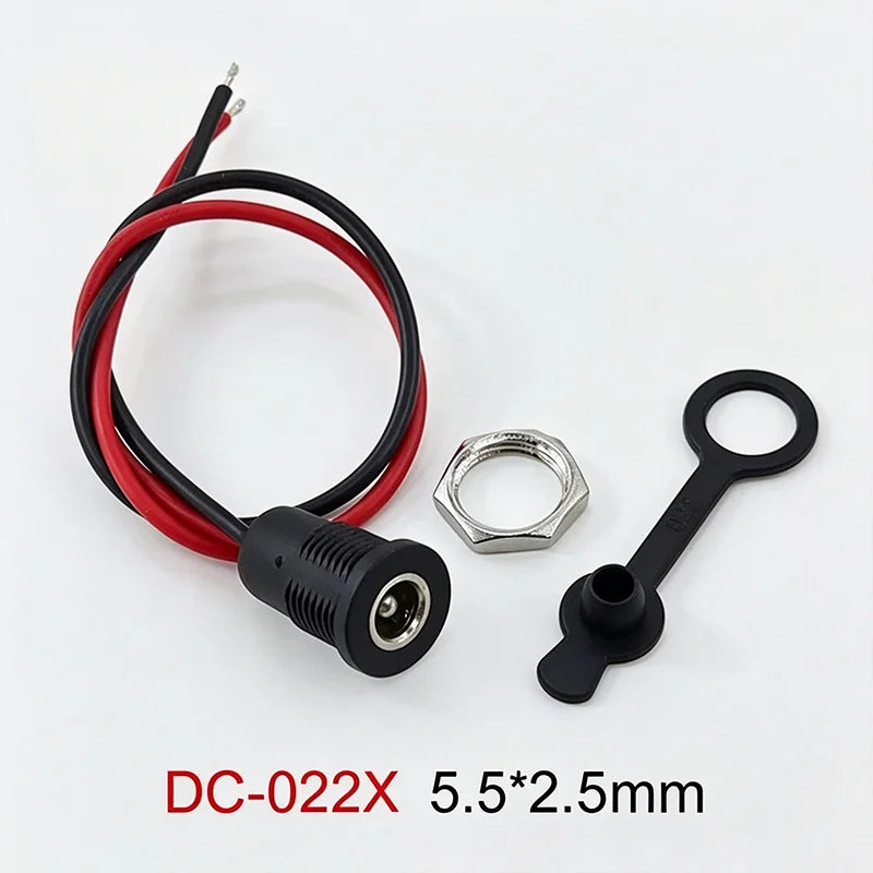 5.5*2.5/5.5*2.1mm Electric Lithium Battery Bicycle Connection Charging Port DC Power Supply Female Head With Cable Wired Socket