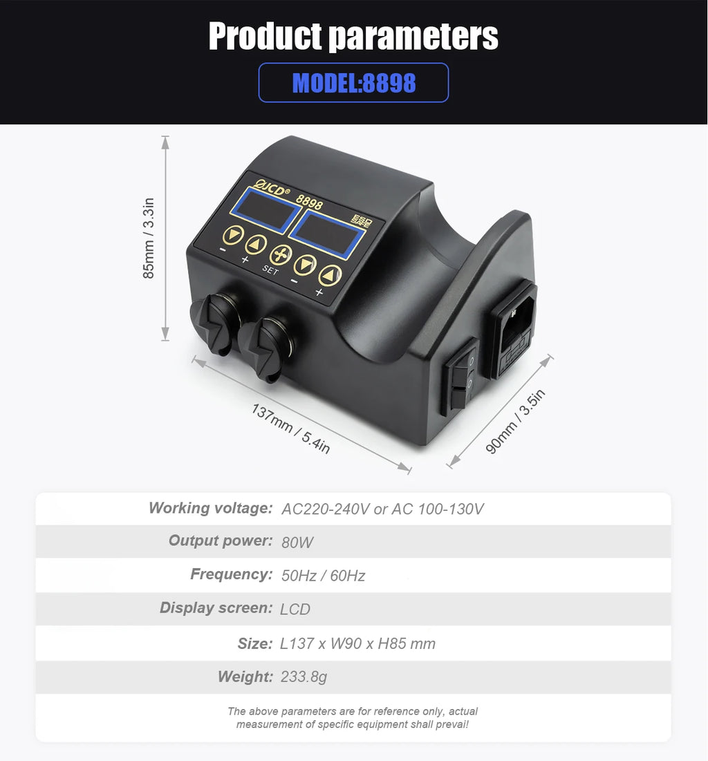 JCD 2 in 1 750W Soldering Station LCD Digital Display Rework Welding Station for Cell-phone BGA SMD IC Repair Solder Tools 8898