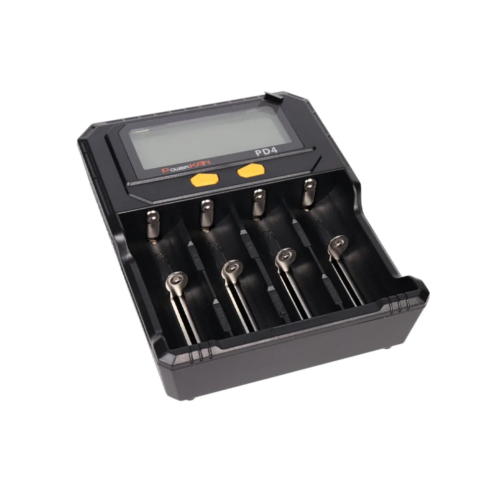POWERKAN PD4 Smart Battery Charger with LCD Display Capacity Test for 18650 21700 26650 Li-ion Ni-MH Rechargeable Batteries