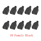 10Pcs USB 2.0 Type A Male Plug/Female Socket 4 Pin Soldering Connector USB Port Charging Data Cable Repair DIY Assembly Adapter