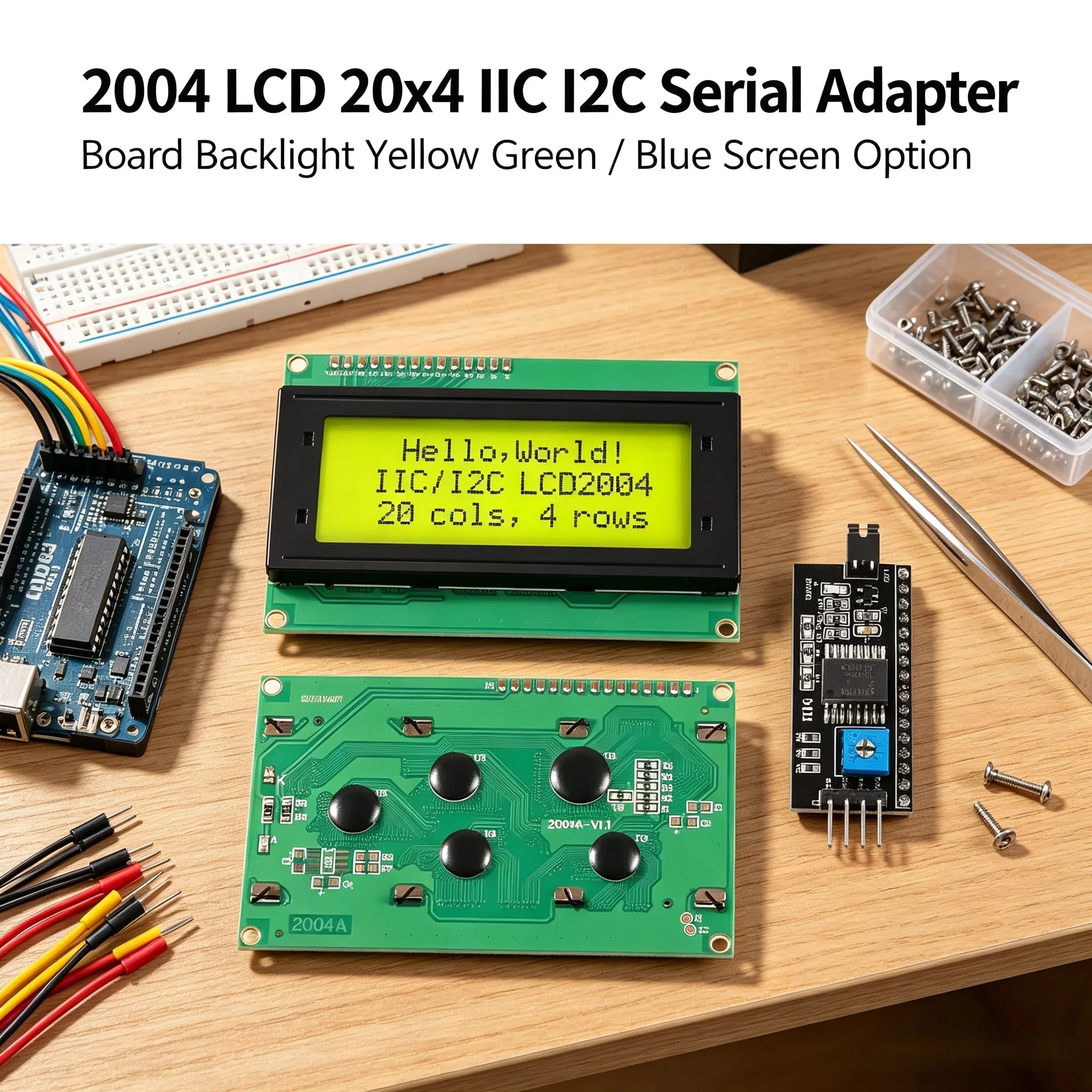 2004 LCD Display Module 20x4 Character Screen IIC I2C Interface Serial Adapter Board With Backlight Yellow Green / Blue Screen O