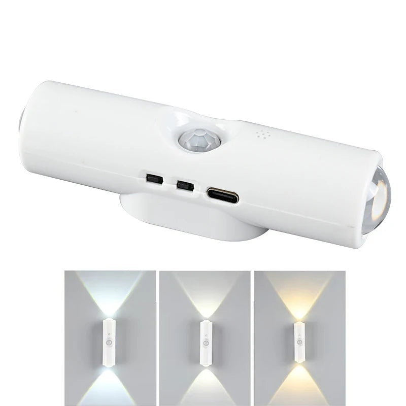LED Night Lights Double-head Sunset Wall Lamp Motion Sensor RGB Ambient Light Magnetic USB Rechargeable Party Corridor Closets