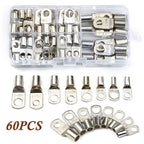 60pcs Assortment Car Auto Copper Ring Terminal Wire Crimp Connector Bare Cable Battery Terminals Soldered Connectors Kit HX-50B