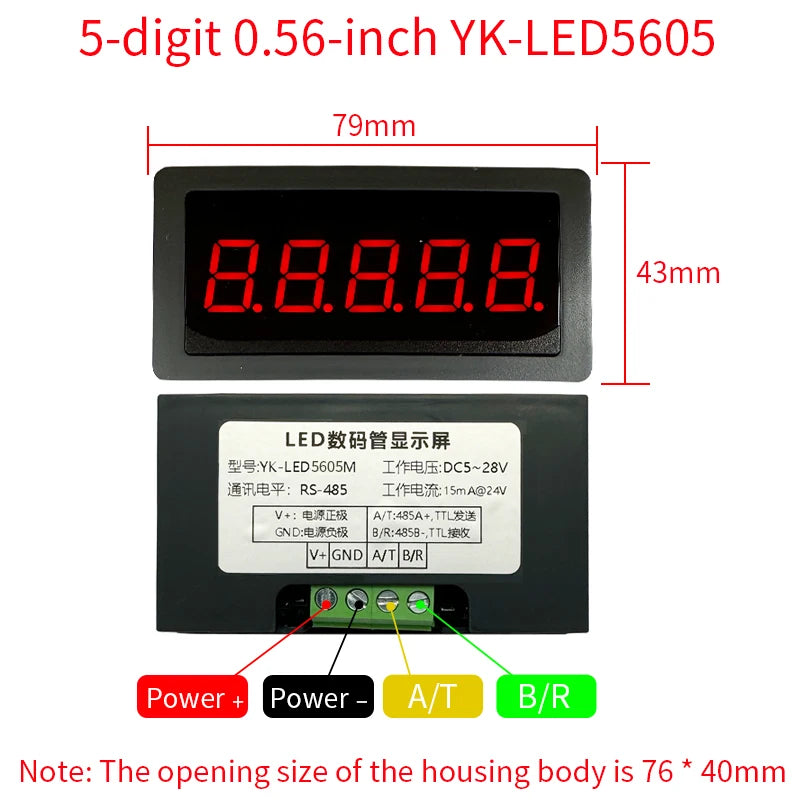 RS485 Modbus LED Digital Display Module, TTL UART Serial Port, PLC Industrial Panel Meter, High Brightness Digital Tube Screen