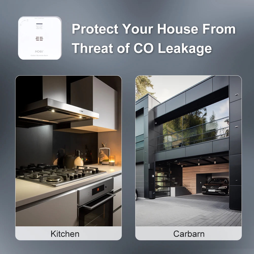 MOES ZigBee CO Detector Tuya Smart Carbon Monoxide Gas Alarm Sensor Wireless Household Leak Siren Smart Life App Phone Alerts